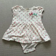 水玉模様 フリル袖ロンパース　半袖　夏