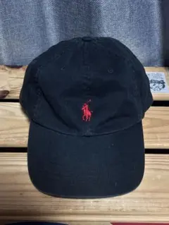 POLO ポロ ラルフローレン キャップ 黒 ブラック ポニー 古着
