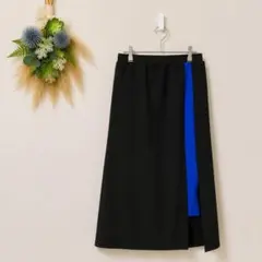 アンティカ ロングスカート スウェット Aライン 配色ライン 黒 青 F 新品のサムネイル