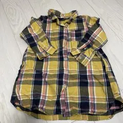 チェック柄 長袖シャツワンピース 100