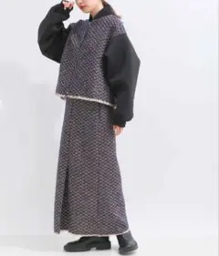 ラメツイードナロータイトロングスカート