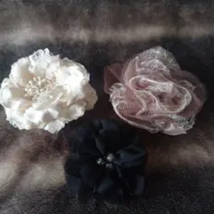 花モチーフブローチコサージュ3点セット