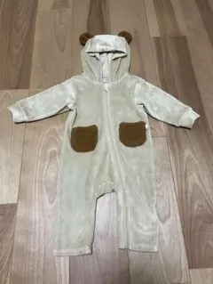 クマ耳付き着ぐるみロンパース