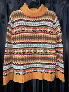 Burberry Black Label オレンジ柄ニットセーター