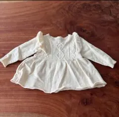 プティマイン　アイボリー ケーブルニット ワンピース　女の子　80