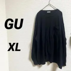 【GU ジーユー】ヘビーウェイトビッグT 長袖 黒 クルーネック 春夏 XL