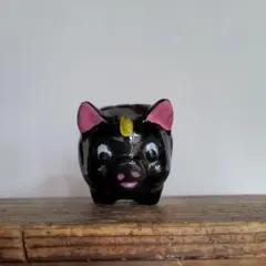 【ジャパンヴィンテージ】豚　貯金箱　陶器　日本製　インテリアのサムネイル