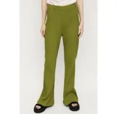 SLY フレアパンツ グリーン リブ