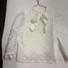 ホワイトドット柄長袖ブラウス 8サイズ