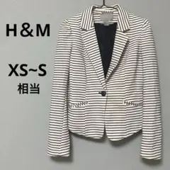 H＆M ジャケット レディースジャケット ボーダー 白 ネイビー きれいめ 羽織のサムネイル