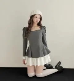 M me eme スクエアネックパフミニワンピース - メルカリ
