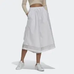 新品adidasアディダスオリジナルス ワイドパンツLガウチョパンツ白ボトムス