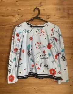 ZARA BASIC 花柄 ストライプ　長袖シャツのサムネイル