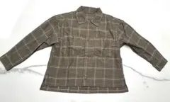 GU キッズ　ブラウン系チェック柄長袖ジャケット
