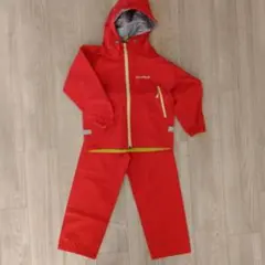 mont-bell 120サイズ 赤 レインコートとパンツセット