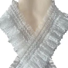 3way 重ね衿　伊達襟　飾り襟　パール　フリル　レース　白　ホワイト　和装小物