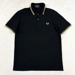 英国製 フレッドペリー ポロシャツ M12 刺繍 月桂樹 黒 ゴールド 42