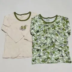 【西松屋】90 2枚セット　恐竜柄　迷彩　長袖Tシャツ 男の子 ベビー服 春秋