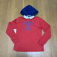 【美品★】ラルフローレン　フード付きラガーシャツ　レッド　M