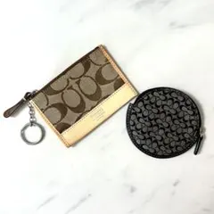 【極美品】2点セット COACH カードケース コインケース シグネチャー