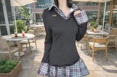 韓国風　長袖トップス 黒