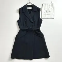 極美品 26SS ディオール ベルト付き フレアミディドレス シルクシャンタン 極美品 26SS ディオール ベルト付き フレアミディドレス シルク