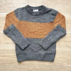 【H&M】グレーオレンジ ストライプセーター（120㎝）