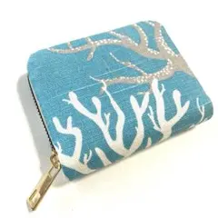 ♡ハンドメイド♡ ミニ財布　コインケース　ポーチ＊ライトブルー＊