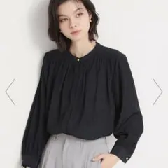 自由区 キュプラコットンツイル オーバーブラウス ブラック40 新品未 