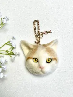 茶トラ白　850 バッグチャーム　羊毛フェルト 羊毛フェルト猫　ちゃとら