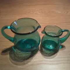 ティールガラス ピッチャーとジャグセット