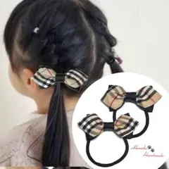 チェック リボン ヘアゴム 2点セット タータンチェック