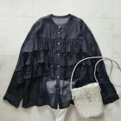 未使用タグ付✨ ハグオーワー コットンレース スタンドフリル シャツ