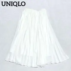 ユニクロ　シフォンプリーツスカート　白　M ウエストゴム　きれいめ　フレア