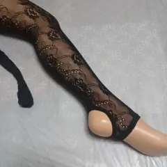 人気⭐花柄☆アミアミ…トレンカ♪黒♪（Ｍ～Ｌ）