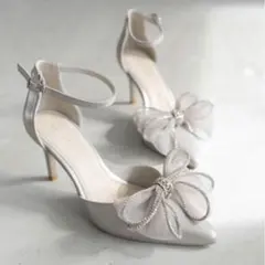 RANDA 3wayリボンセパレートパンプス シルバー 【S size】