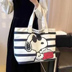 スヌーピーSNOOPY キャンバストートバッグ　イラスト 大容量　エコバッグ