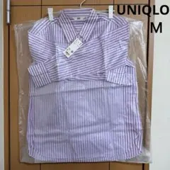 衣類[380] UNIQLO ユニクロ コットンストライプシャツ 長袖 M