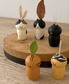 SUIMIN ひげが飾れる　ねこのこけし【茶トラ】