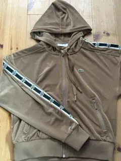 LACOSTE ブラウン パーカー レディース ベロア ライン