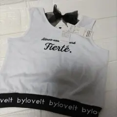 新品　140　バイラビット　タンクトップキャミソール　リボン　白黒シフォン