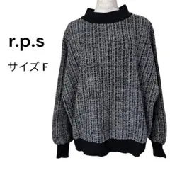 r・p・s（F）ハイネックプルオーバー ツイード調 長袖トップス 上品レディース