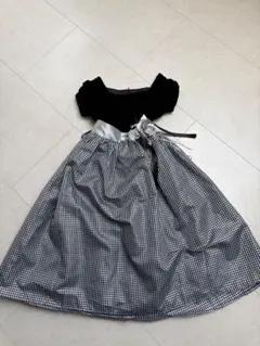 フォーマルドレス 黒と白のチェック柄