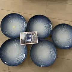 有田焼 萬永　青い花模様の皿 5枚セット