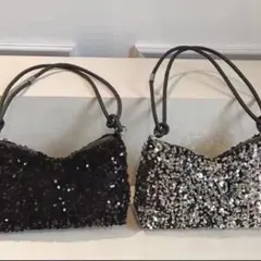 レディースおしゃれ　新品　スパンコール パーティーバッグ キラキラ　シルバー