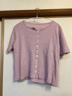 LAUIR 半袖 リブカーディガン パープルのサムネイル
