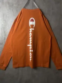 チャンピオン Champion ロンTシャツ ビッグロゴ オレンジ XL 古着