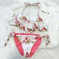 【Ungrid】セパレート水着　ビキニ　ホワイト リーフ柄　Mサイズ　美品