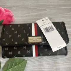 TOMMY HILFIGER 長財布 モノグラム トリコロール ウォレット　黒