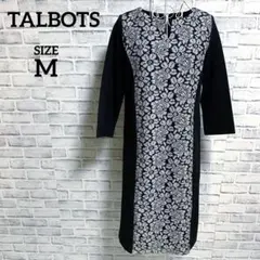 【TALBOTS】タルボット　異素材　花柄レース　七分袖　ワンピース